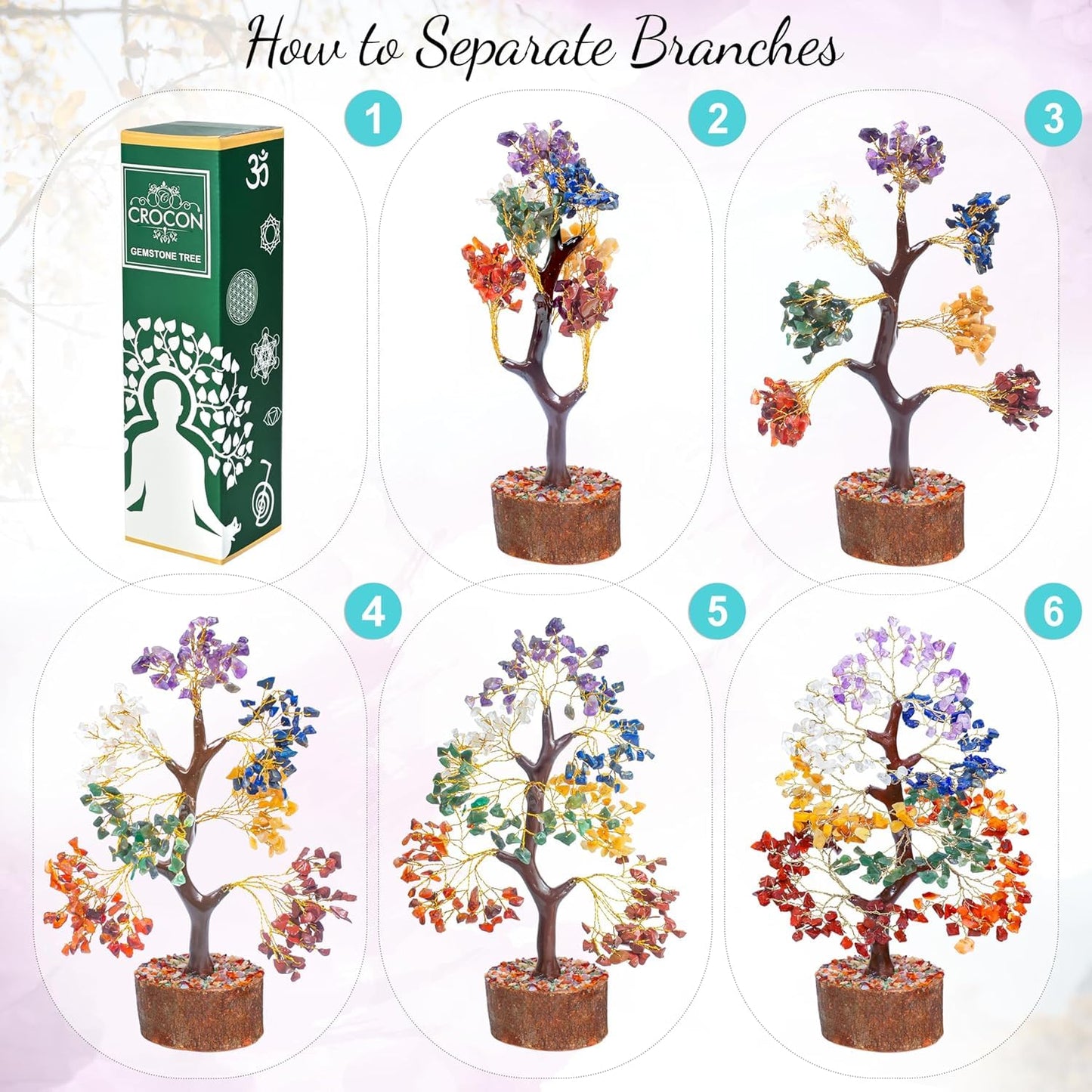 Seven Chakra Crystal Tree Birthday Gifts for Women & men, Crystal Tree of Life Sister birthday gifts Home Decor Healing Crystals Gifts for Mom Positive Energy New Home House Warming Gift Women