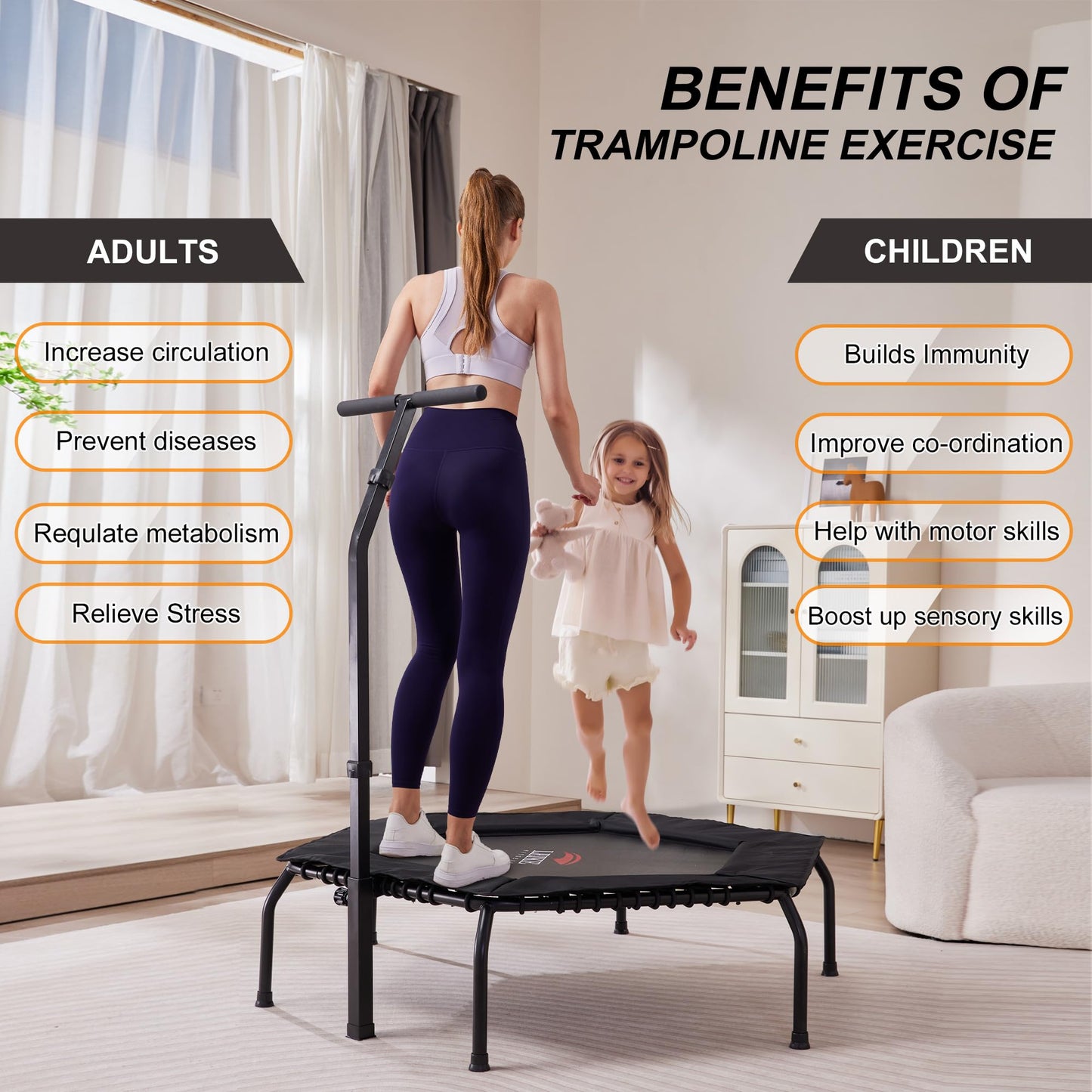 Leikefitness 50" Gym Workout Fitness Trampoline Cardio Trainer Exercise Rebounder Sports Trampoline