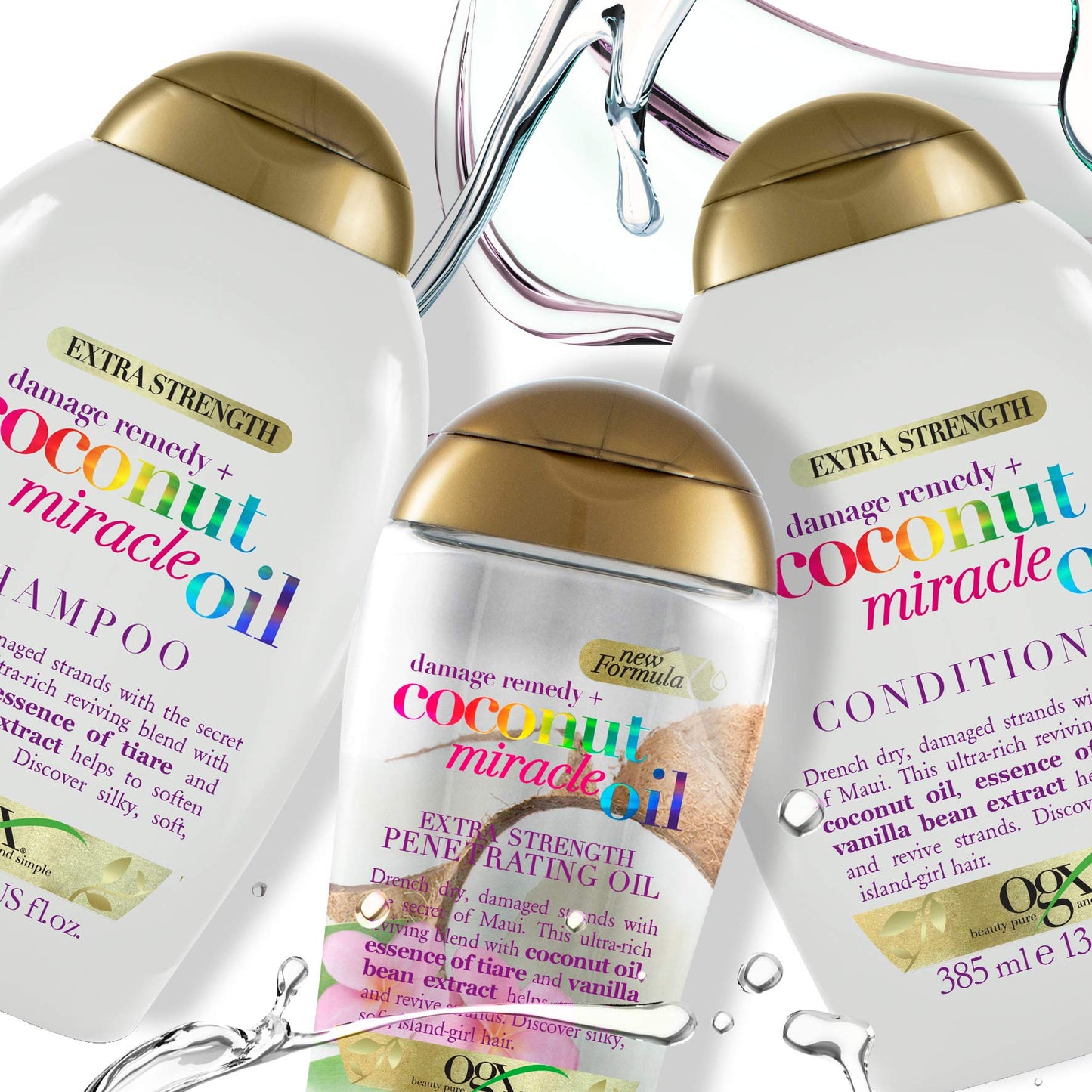 OGX Coconut Miracle Oil Extra Strength Penetrating Hair Oil for Dry, Damaged, and Frizzy Hair, Intense Hydration, Frizz Control, and Shine with Coconut Oil, Tiare, and Vanilla Bean Extracts, 100 ml