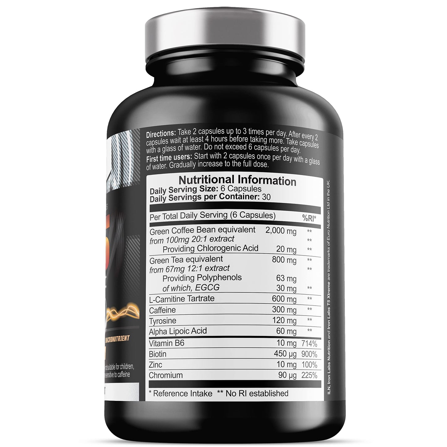 Iron Labs T5 Xtreme for Men and Women – Keto Diet Friendly – Plus Green Tea Extract, L Carnitine and Caffeine – High in Chromium for Macronutrient Metabolism – 180 Vegetarian Capsules