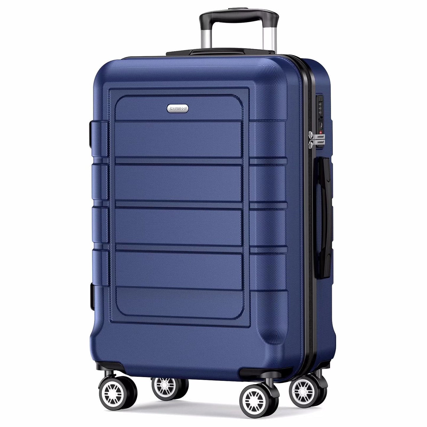 SHOWKOO Suitcase Large 28-Inch Expandable PC+ABS Hard Shell Travel Luggage Lightweight Durable High Capacity with Double Spinner Wheels TSA Lock, 28" Blue