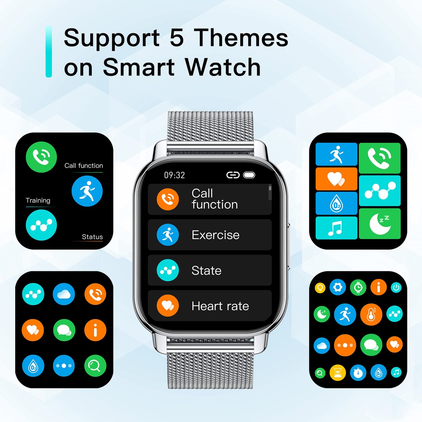 Popglory Smart Watch for Women Men Answer/Make Calls, 1.85" Smartwatch 44mm 2 Straps & Split Screen, 100+ Sports Fitness Watch with Blood Pressure/Oxygen/Heart Rate Monitor for iOS and Android