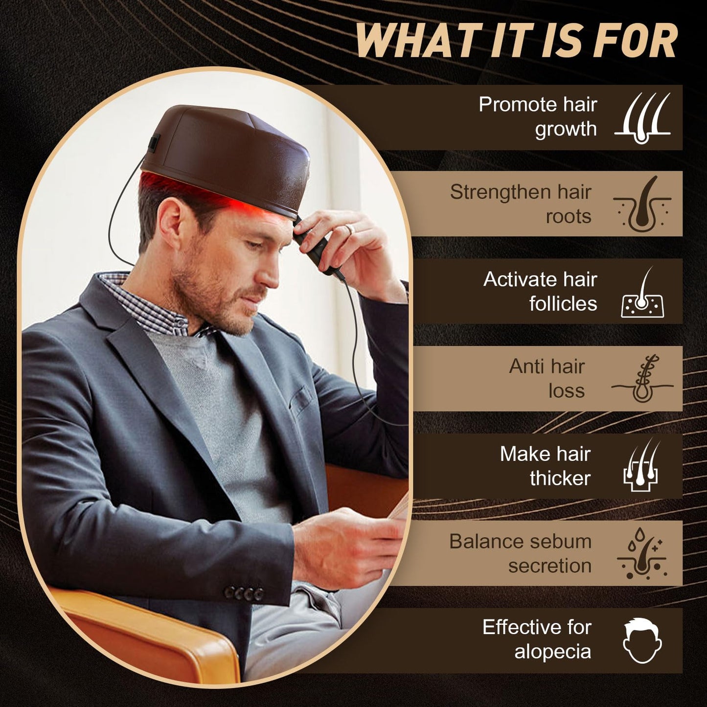 iKeener Laser Cap for Hair Growth, FDA Cleared 660nm & 850nm Red Light Therapy Cap for Hair Regrowth with 120PCS Lamp, Natural Hair Loss Therapy for Men and Women (Brown)