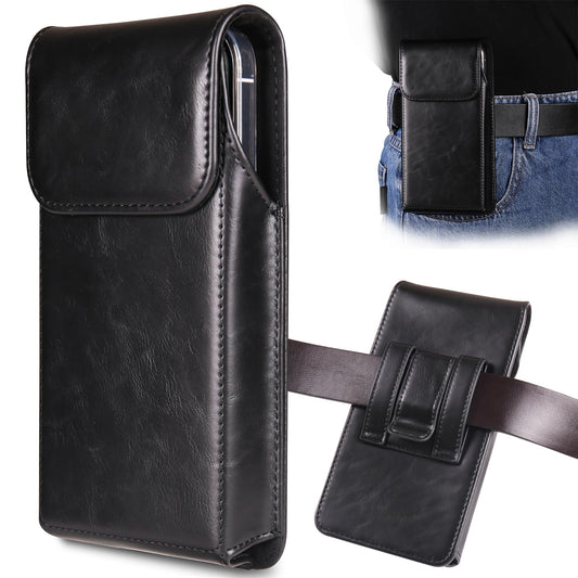 INGIDO Holster for iPhone 16, 16 Pro, iPhone 15, 15 Pro, 14, 14 Pro, 13, 13 Pro, 12, 12 Pro, 11, Galaxy S25, S24, S23, S22, Premium Leather Pouch with Belt Clip Phone Holster Belt Case, Black -M