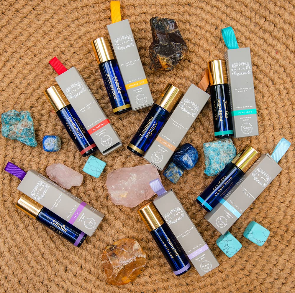 BALIPURA - Aura Crystal Roll on Mix Variants - Natural Healing Oils Sets for Women or Men - Relaxing Gifts Essential Oil Blends