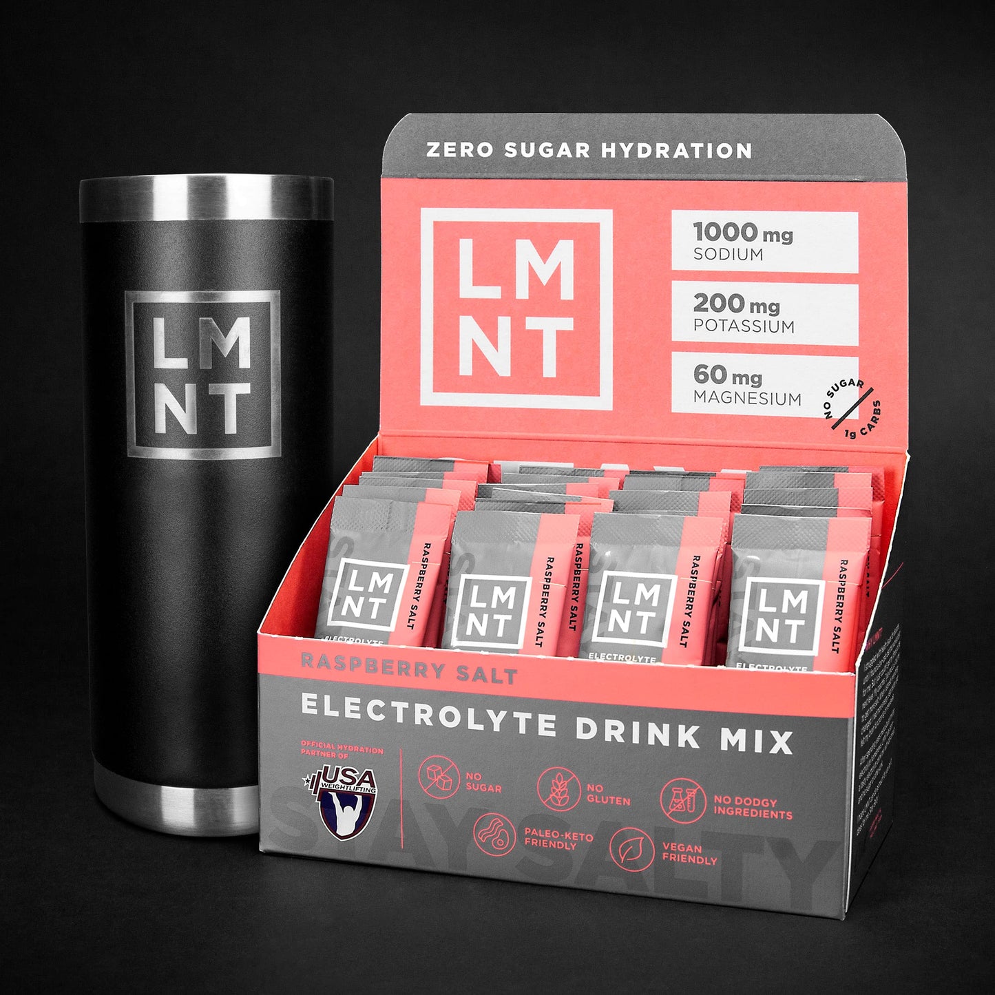 LMNT Electrolyte Drink Mix Raspberry Salt – 30 Stick Packs | TRYTLION