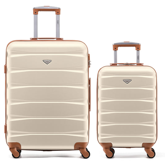 Flight Knight Set of 2 Premium Suitcases - Extra Stong Lightweight Luggage - Hardcase Suitcases with 4 Wheels & Built in Lock - (Set of 2 S+L)