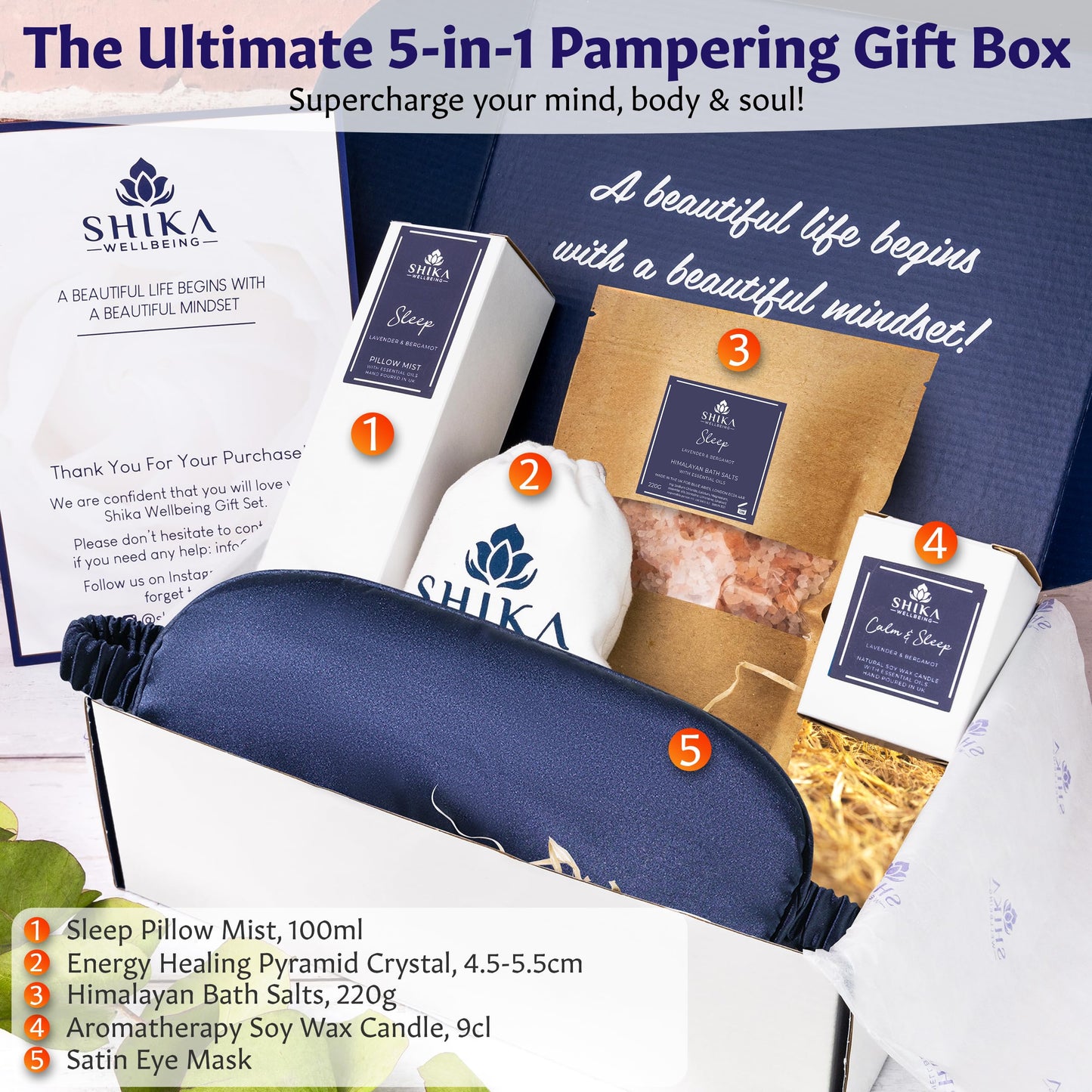 Shika Wellbeing Sleep Well Aromatherapy Pamper Set for Women,Unique Self Care Gifts for Women, Pamper Gifts Set, Relaxation Spa Gift Set, Get Well Soon, Relaxation Gift for Her, Lavender & Bergamot