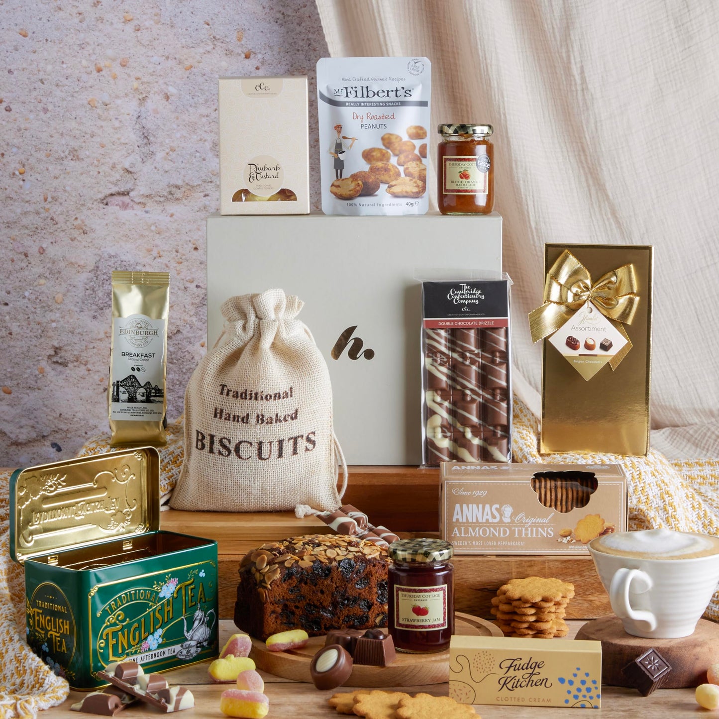 Traditional Treats Gift Hamper | Premium Chocolate, Biscuits, Cake, Coffee, Tea & Fudge | Gourmet Food Hamper for Men & Women | Luxury Gift for Birthdays, Thank Yous & Father's Day