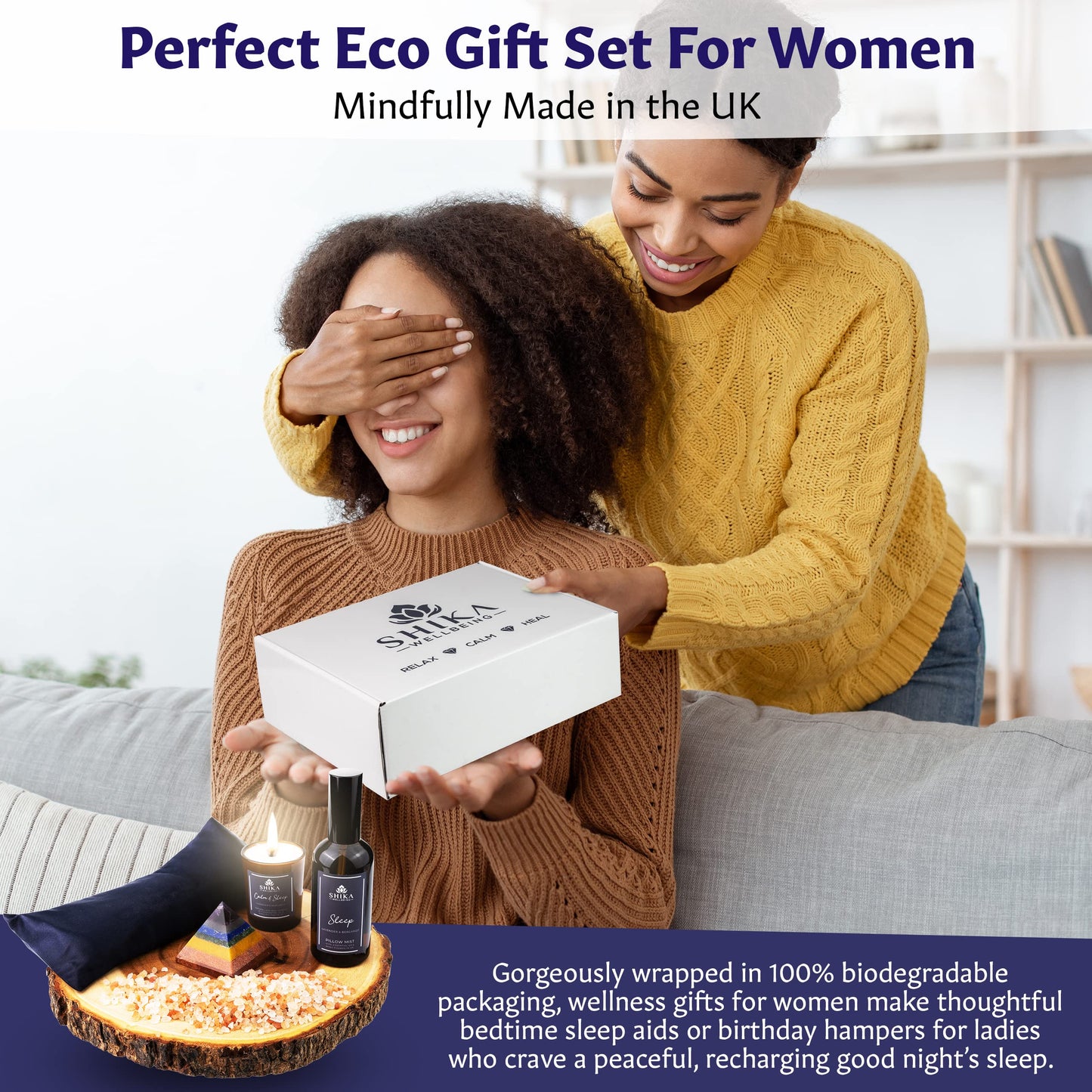 Shika Wellbeing Sleep Well Aromatherapy Pamper Set for Women,Unique Self Care Gifts for Women, Pamper Gifts Set, Relaxation Spa Gift Set, Get Well Soon, Relaxation Gift for Her, Lavender & Bergamot