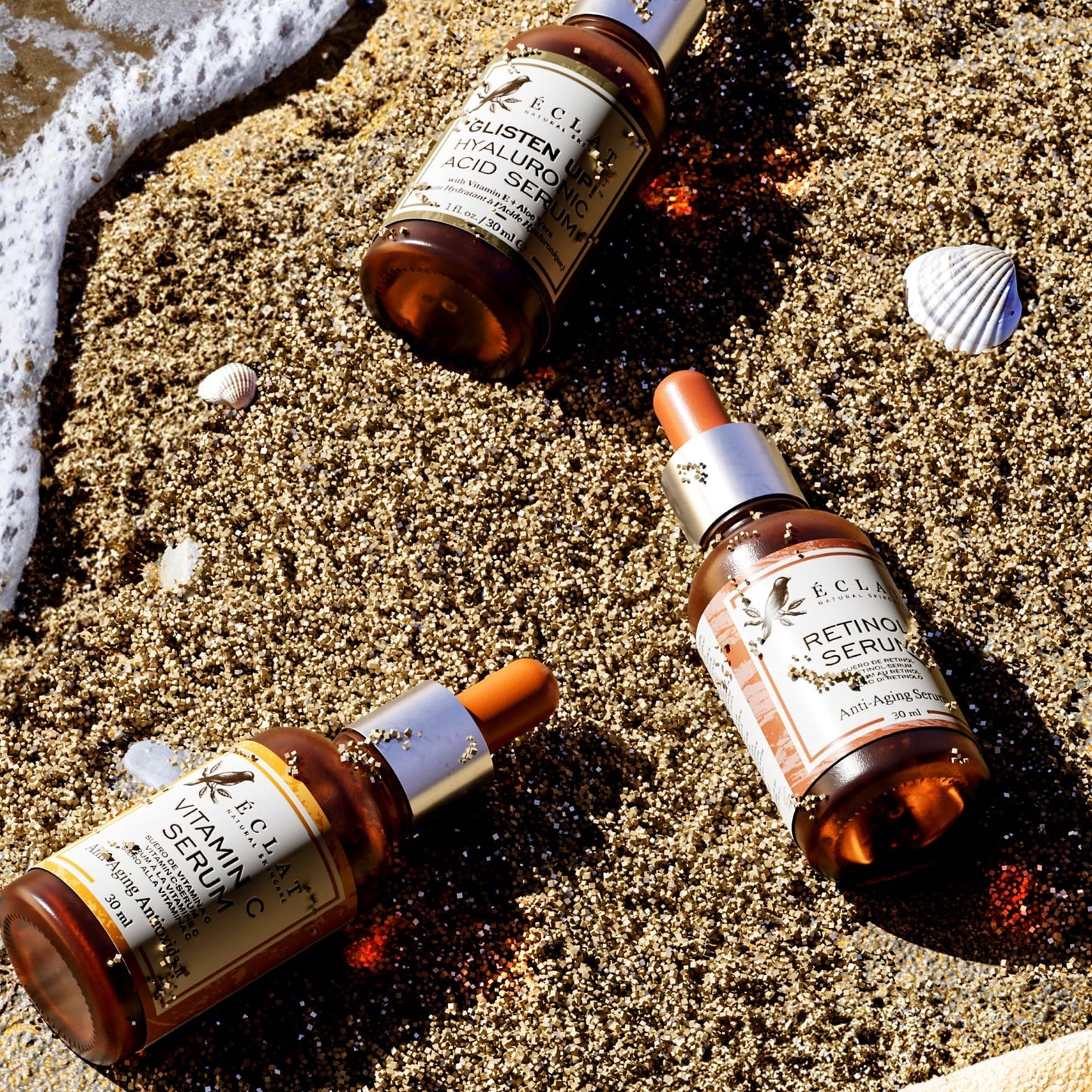 Eclat Skincare Face Serum Set – Vitamin C, Retinol & Hyaluronic Acid (3-Pack)
