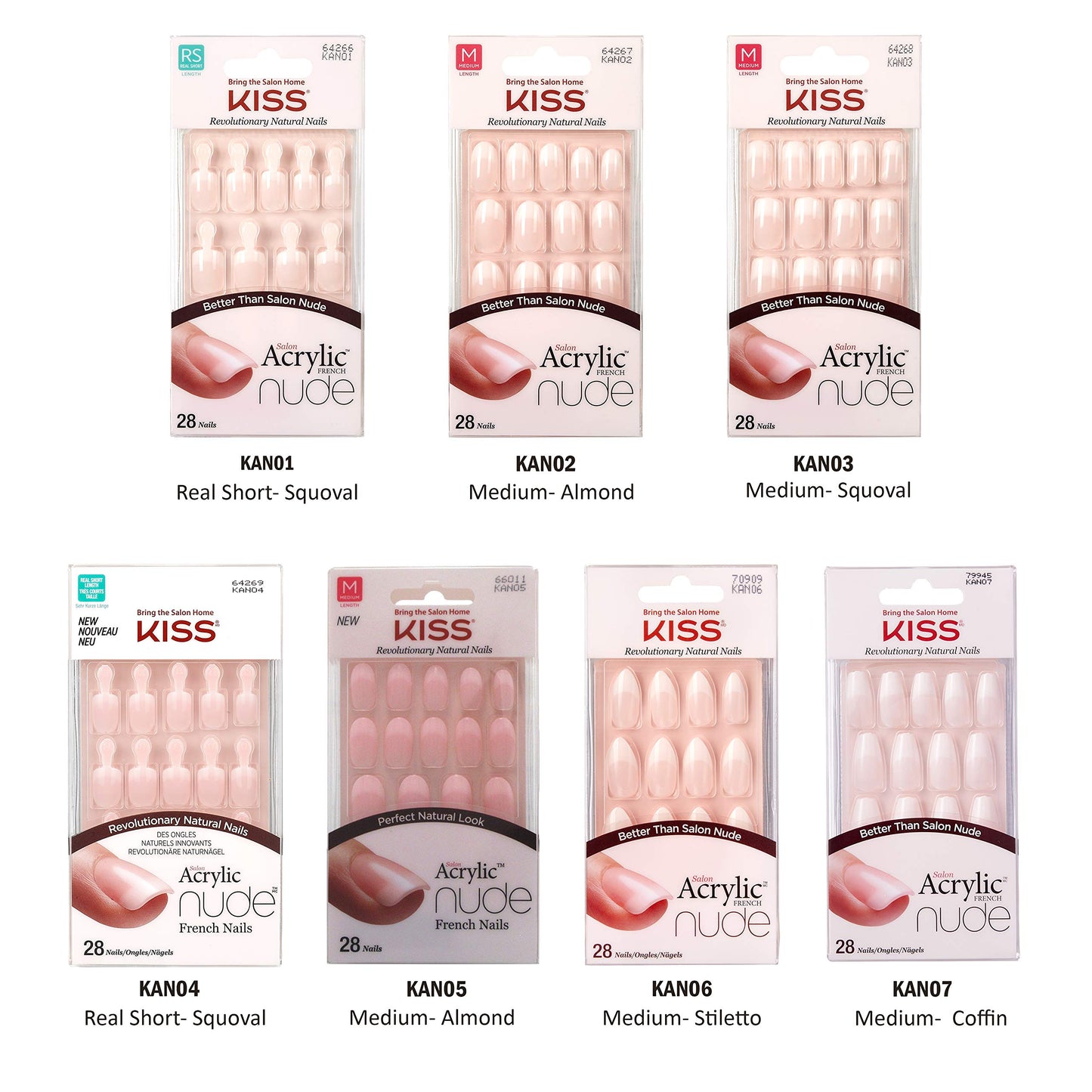 KISS Salon Acrylic French Nude Collection, Graceful, Medium Length Nude Fake Nails, Includes 28 False Nails, Nail Glue, Nail File, and Manicure Stick (Packing May Vary)