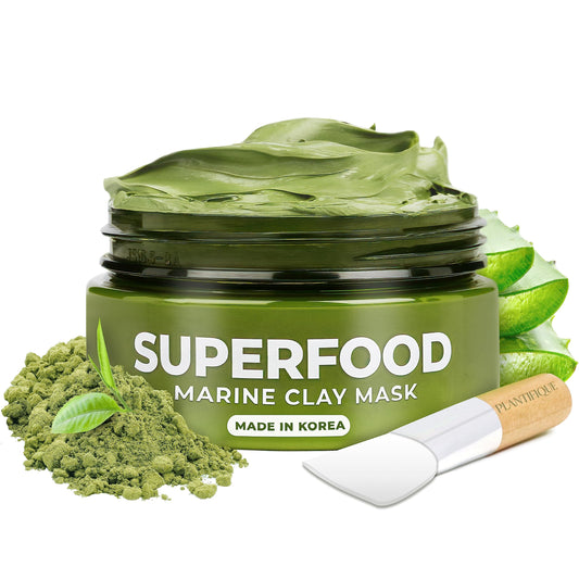 Plantifique Korean Skincare Face Mask – Organic Clay Mask with Avocado & Green Tea, Vegan & Dermatologically Tested Mud Mask for Face & Body – 100g/3.4 Oz