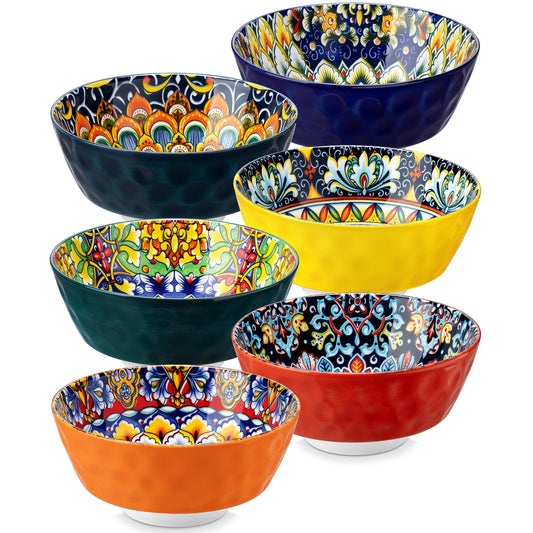 vancasso Cereal Bowls, Ceramic Soup Bowls Set of 6, 26 oz Corlorful Bowls Set for Kitchen, Dishwasher & Microwave Safe- for Cereal, Soup, Oatmeal, Ice Cream, Salad, Pasta etc