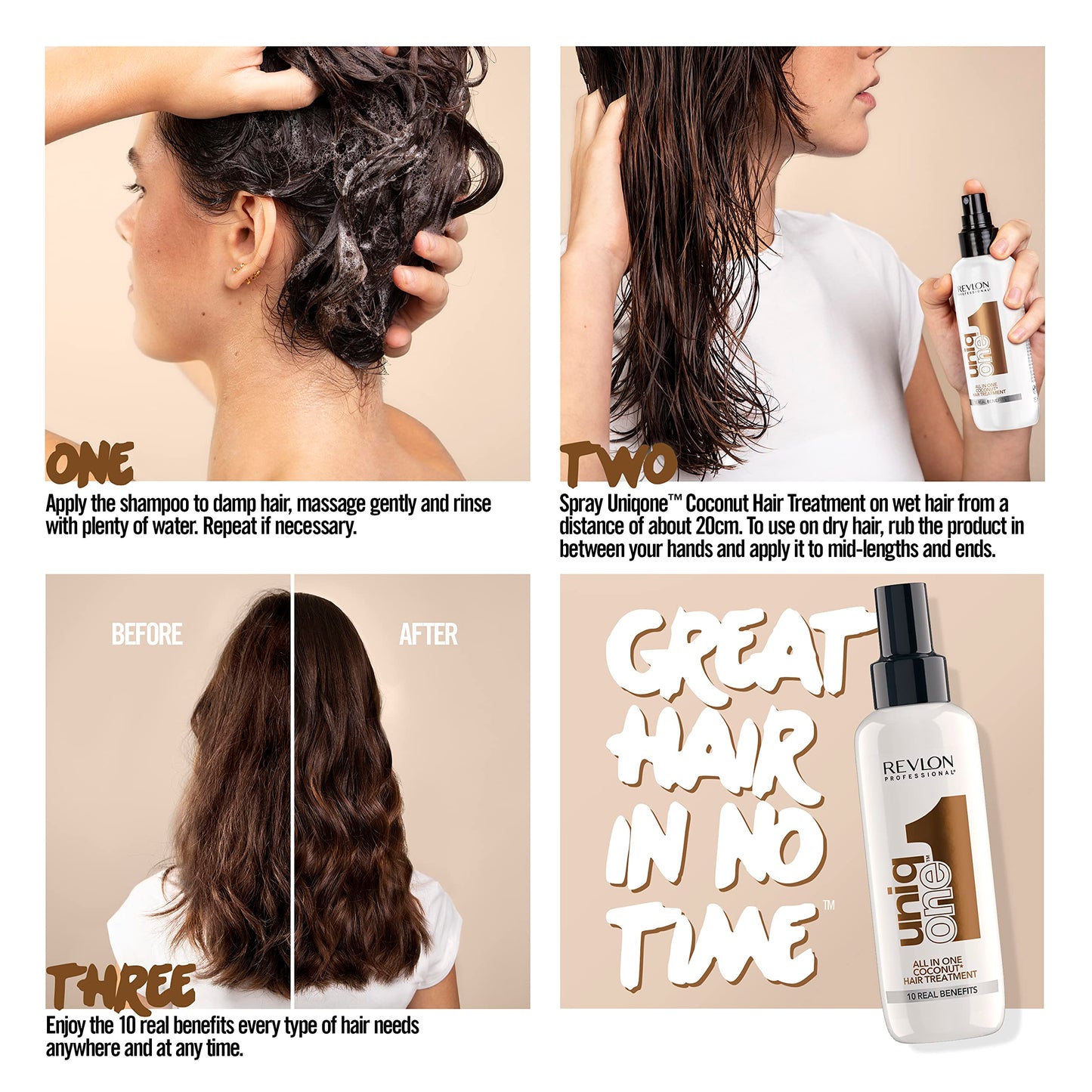 REVLON PROFESSIONAL UNIQONE COCO HAIR TREATMENT, Leave-In Hair Treatment, Hair Treatment, Coconut Fragrance – 150 ml