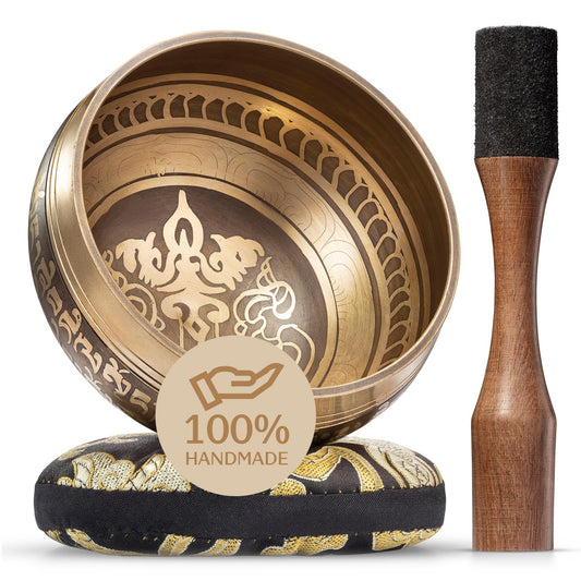 Tibetan Singing Bowl Set – Authentic Hand-Tuned Sound Bowl for Meditation – Complete Meditation Bowl Kit with Cushion, Mallet, and Guide – Perfect Singing Bowl for Yoga, Relaxation, and Sound Healing