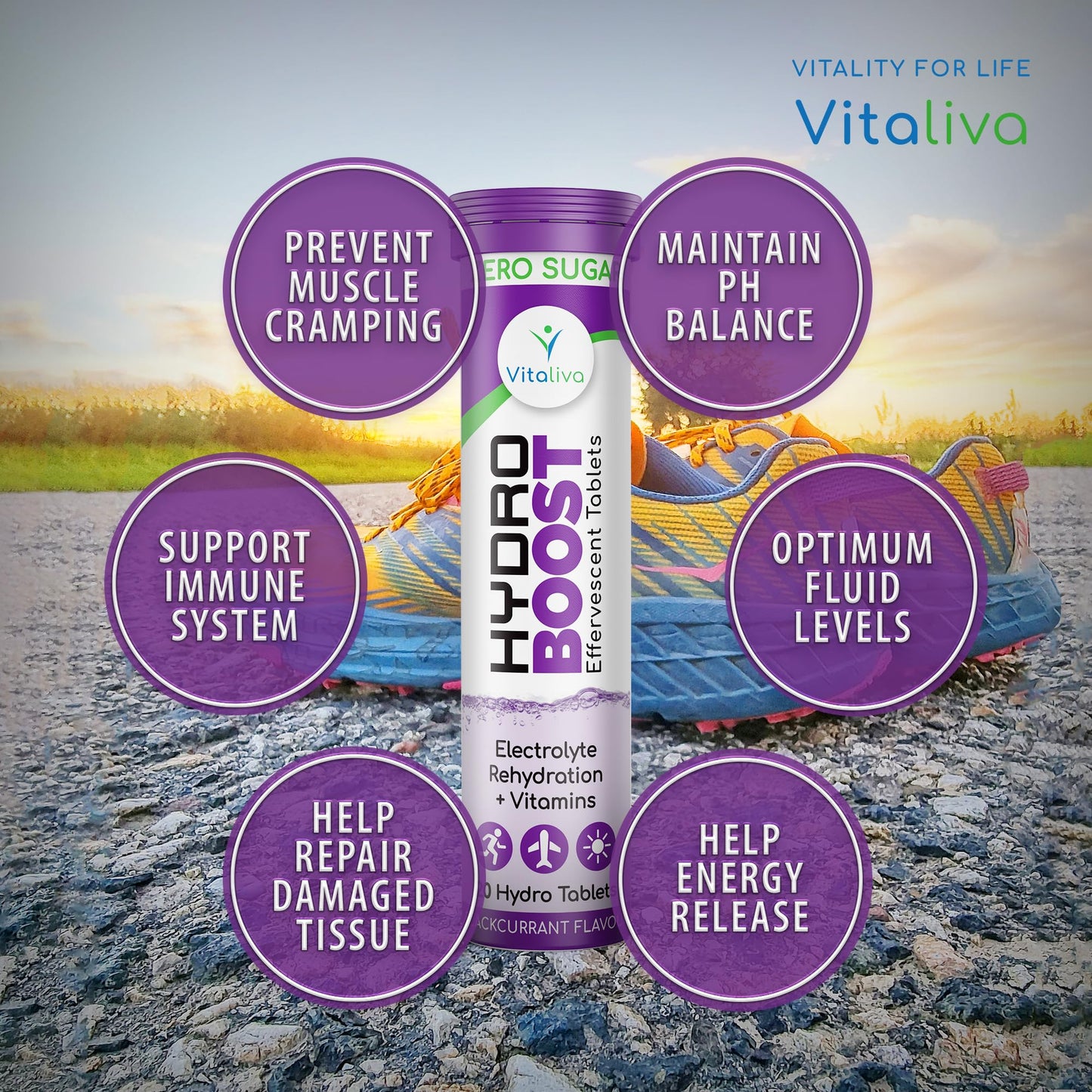 Hydro Boost - Electrolyte Rehydration with Essential Vitamins | Blackcurrant Flavour | Sugar-Free & Suitable for Vegetarians | Twin Pack Deal (2 Packs of 20)