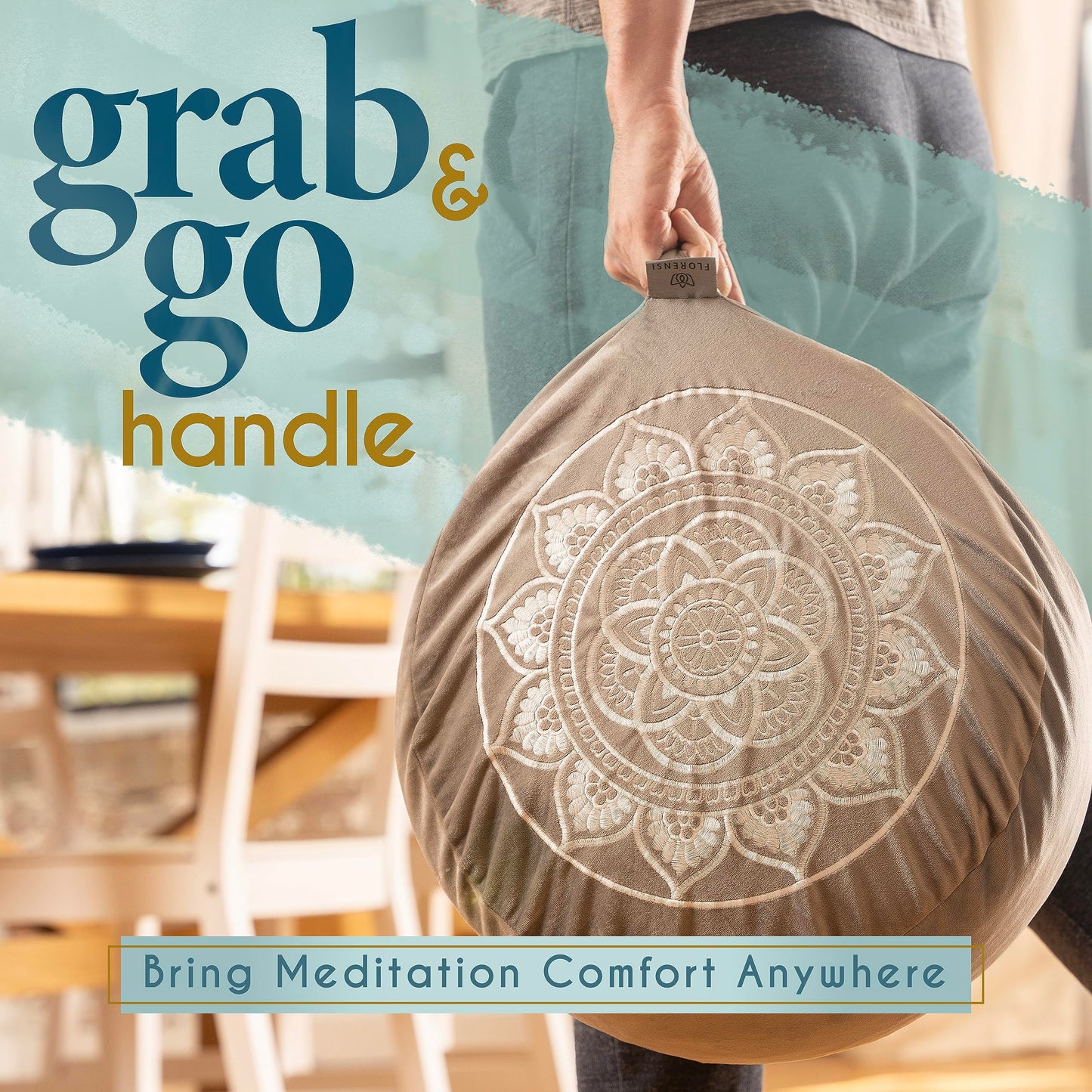 Florensi Meditation Cushion - Comfortable Floor Pillow - Traditional Tibetan Meditation Pillow & Bench with Beautiful Velvet Cover - Large Floor Cushion Seating for Adults - Yoga Buckwheat Bolster