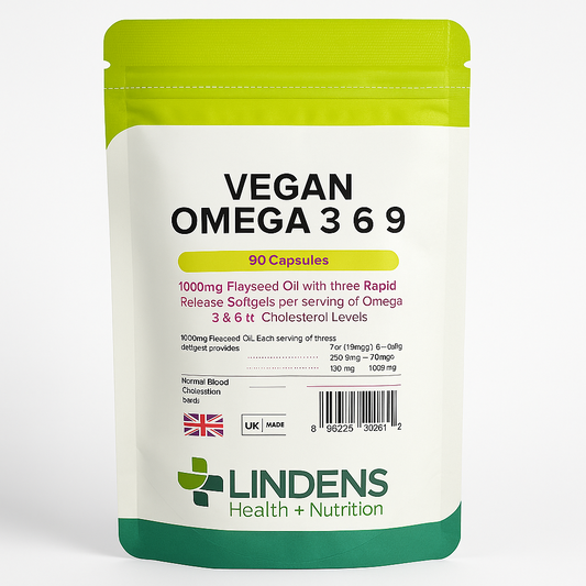 Lindens Vegan Omega 3, 6 & 9 – 1000mg Flaxseed Oil, 90 Capsules