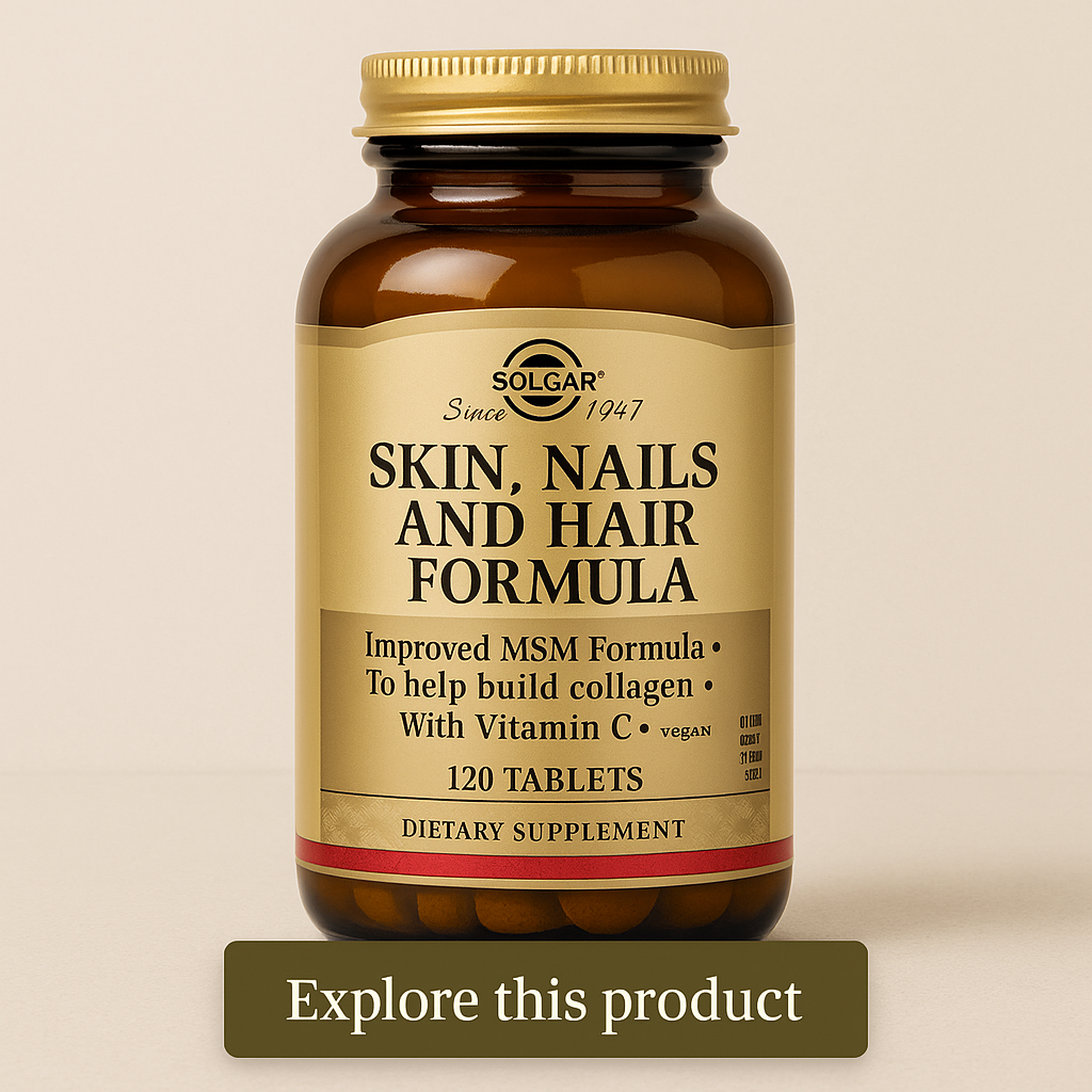 Solgar Skin, Nails and Hair, Improved MSM Formula - To help build collagen - With Vitamin C - Vegan - 120 Tablets