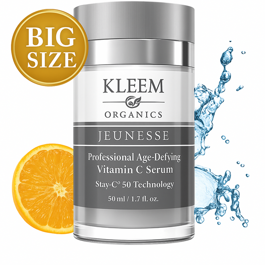 DOUBLE SIZE Organic Vitamin C Serum for Face with Hyaluronic Acid and Vitamin E