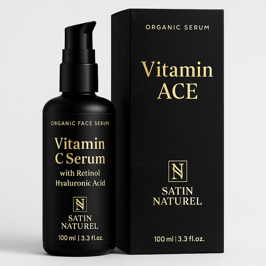 Satin Naturel Vitamin C Serum – Face Serum with Retinol, Hyaluronic Acid & Vitamin E (100ml)