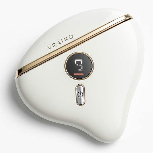 VRAIKO Aurora LED Gua Sha Device – White Jade Heated & Vibrating Facial Tool for Anti-Aging & Rejuvenation
