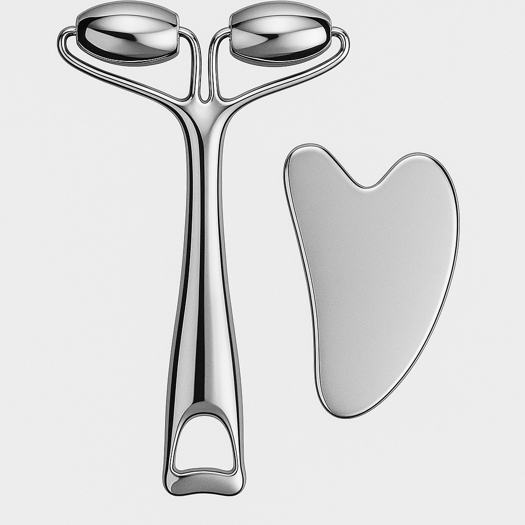 Yeamon Face Massager – Metal Roller & Gua Sha Tool for Face, Neck & Eye Skincare