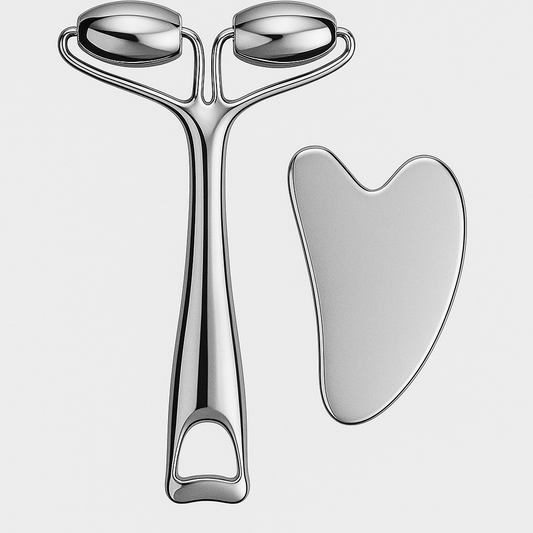 Yeamon Face Massager – Metal Roller & Gua Sha Tool for Face, Neck & Eye Skincare