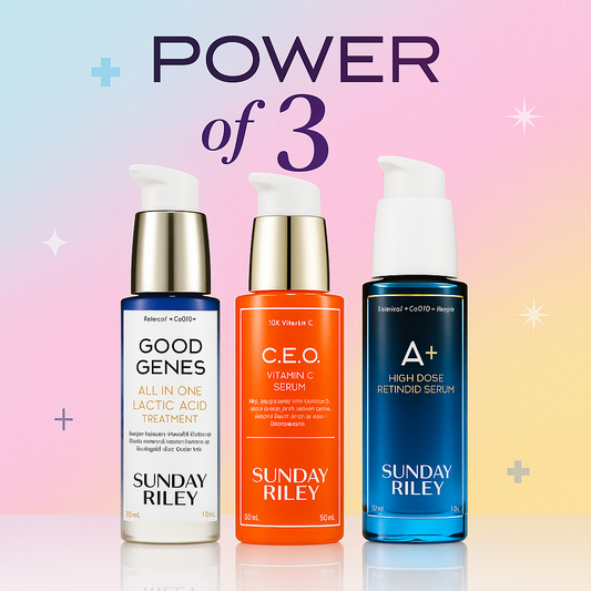 SUNDAY RILEY Power of 3 – AHA Lactic Acid, Vitamin C & Retinoid Set