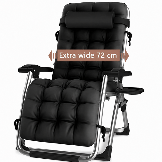 Outdoor Reclining Zero Gravity Chair with Cup Holder – Extra Wide Adjustable Garden Lounger (200kg Support)